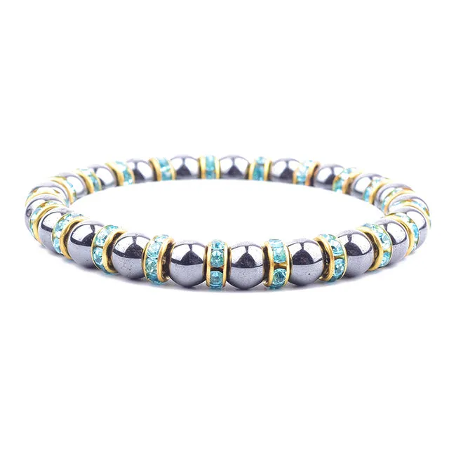 HEMATITE STONE BEADS STRETCH HEALTH CARE BRACELET