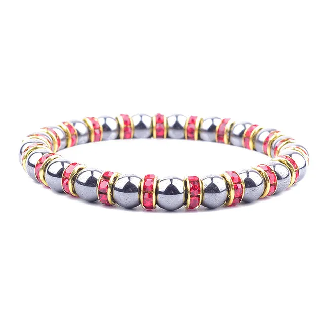 HEMATITE STONE BEADS STRETCH HEALTH CARE BRACELET