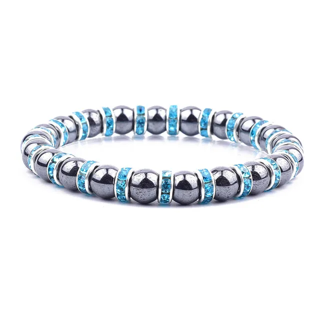 HEMATITE STONE BEADS STRETCH HEALTH CARE BRACELET