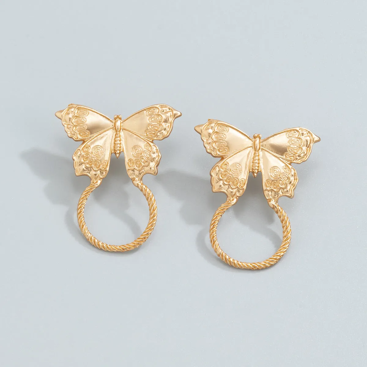 Hip Hop Geometric Threaded Metal Ring Earrings