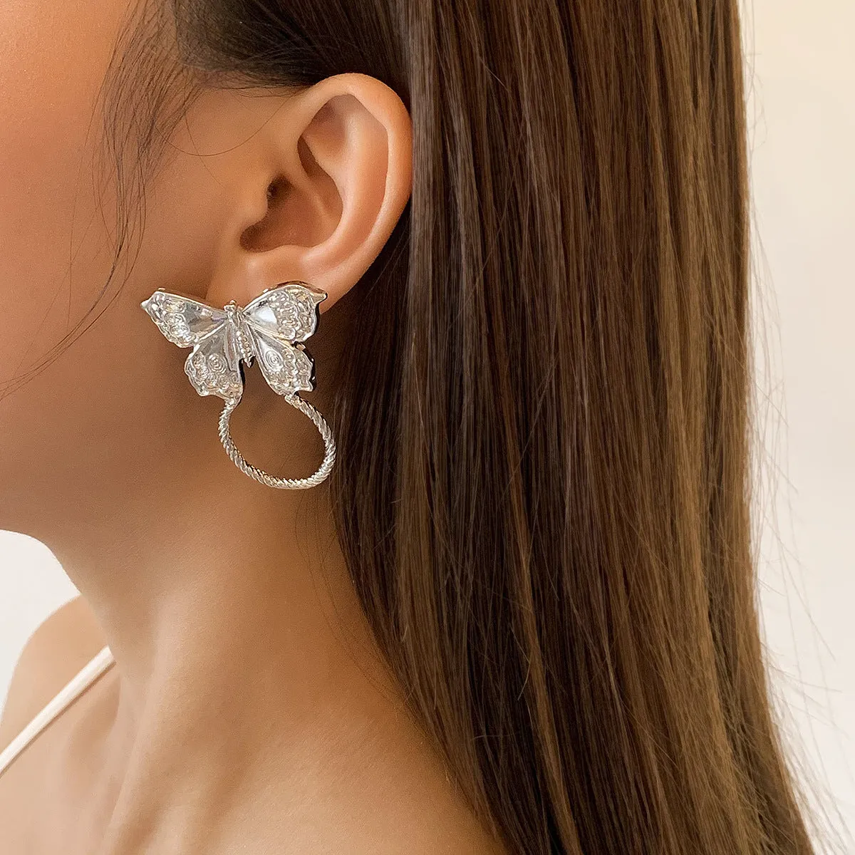 Hip Hop Geometric Threaded Metal Ring Earrings