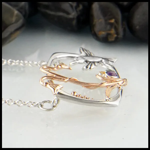 Hummingbird and Flower Pendant