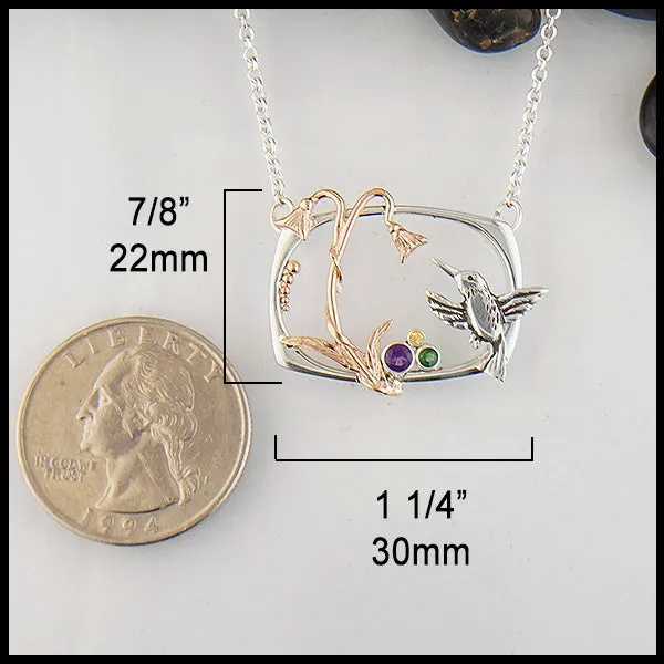 Hummingbird and Flower Pendant