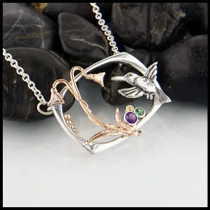 Hummingbird and Flower Pendant