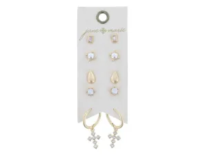 Jane Marie - Earring Set, Cross & Moonstone
