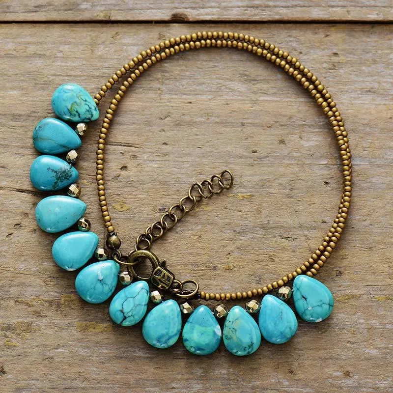 'Kaya' Turquoise and Seed Beads Necklace