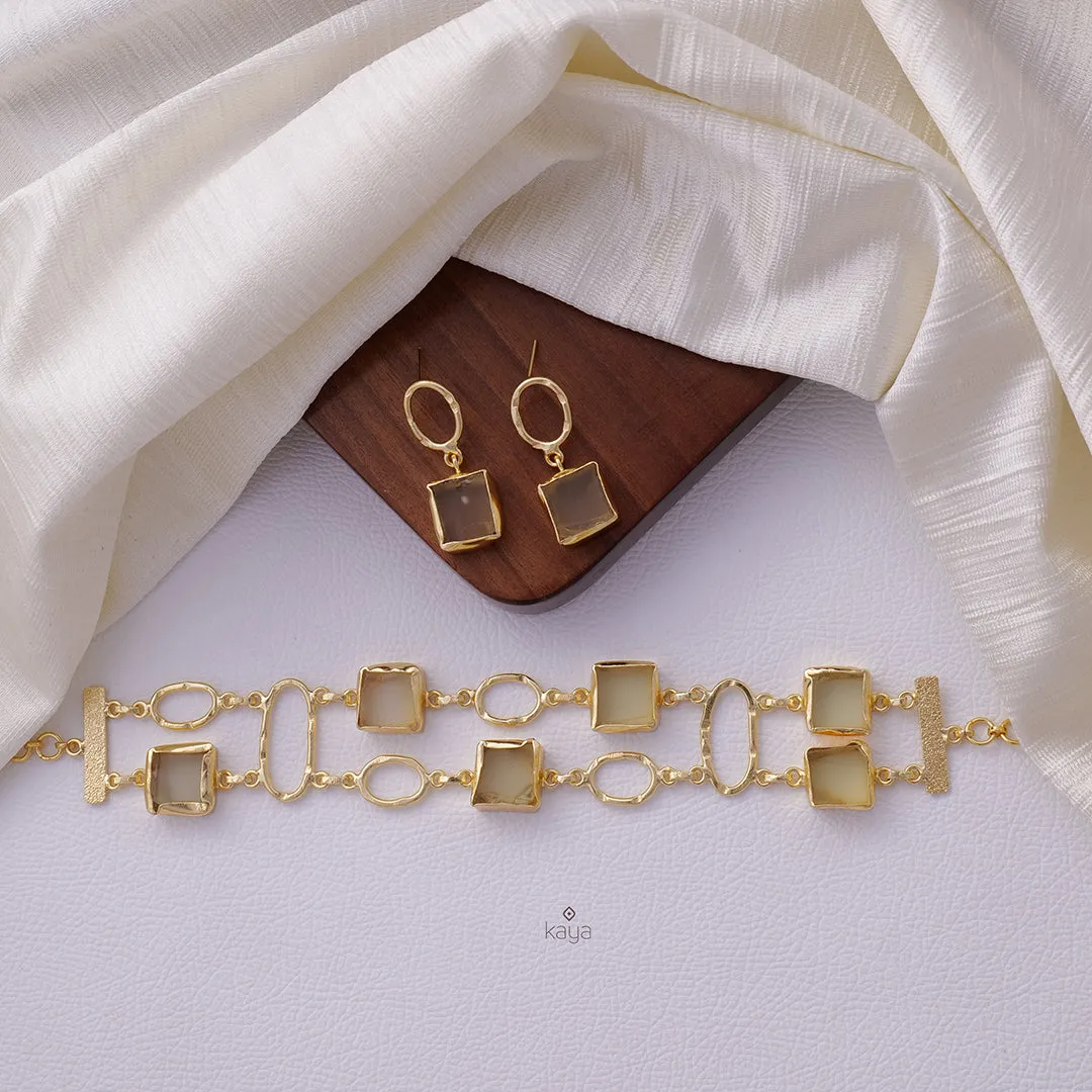 KE101041 - Natural Raw Stone Necklace Set (color option)