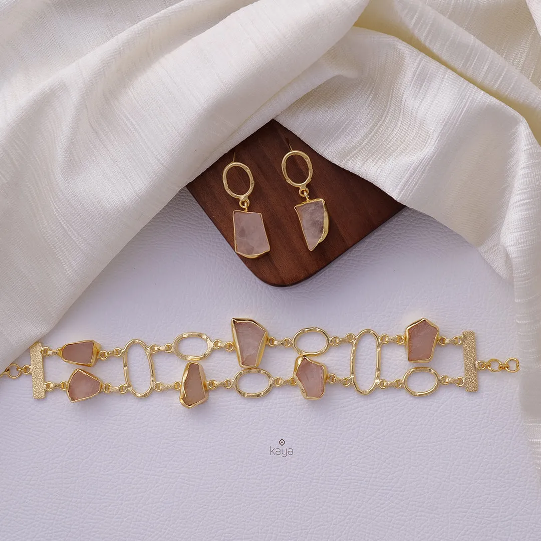 KE101041 - Natural Raw Stone Necklace Set (color option)
