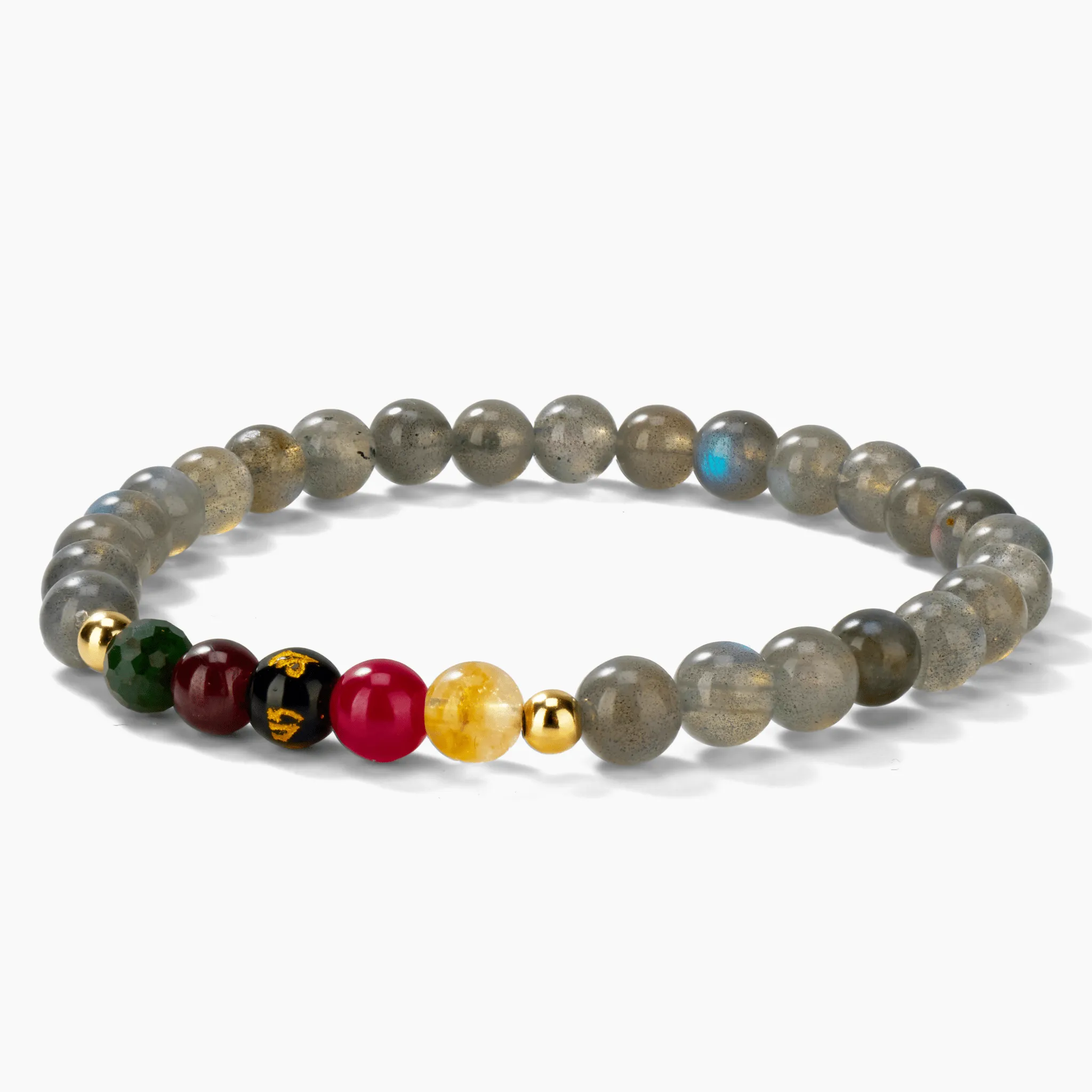 Labradorite Mega Psychic Lucky 7 Gemstone Bracelet With REAL Gold