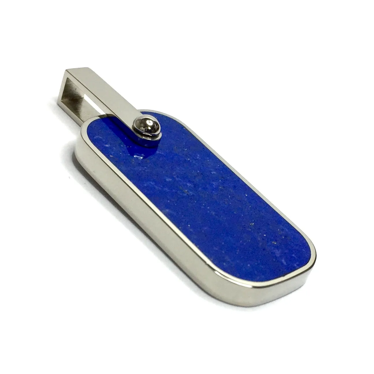 Lapis Inlaid Dog Tag Cross Pendant