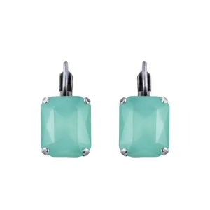 Large Emerald Cut Leverback Earrings in "Seafoam" *Custom*