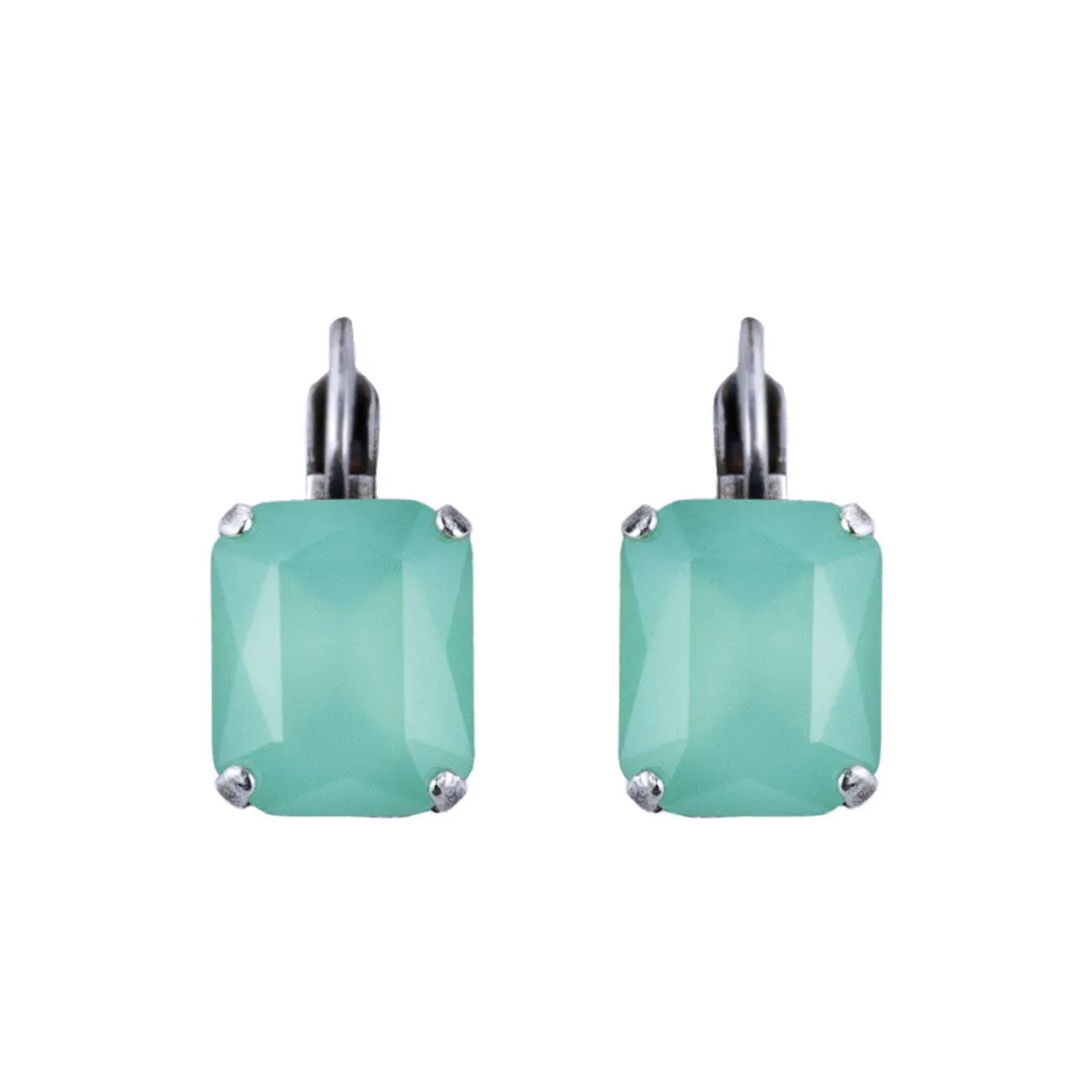 Large Emerald Cut Leverback Earrings in "Seafoam" *Custom*