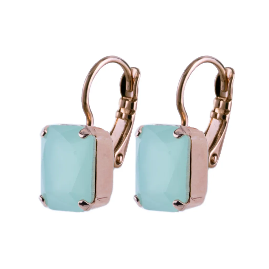 Large Emerald Cut Leverback Earrings in "Seafoam" *Custom*