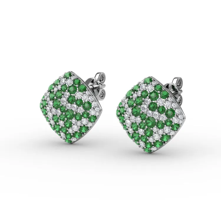 Large PavÃ© Emerald and Diamond Studs
