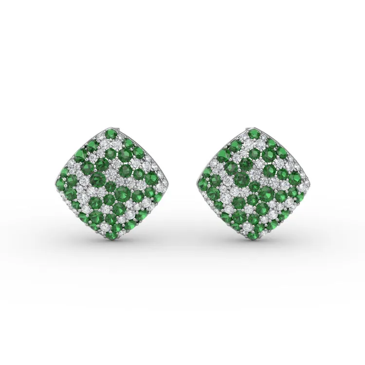 Large PavÃ© Emerald and Diamond Studs