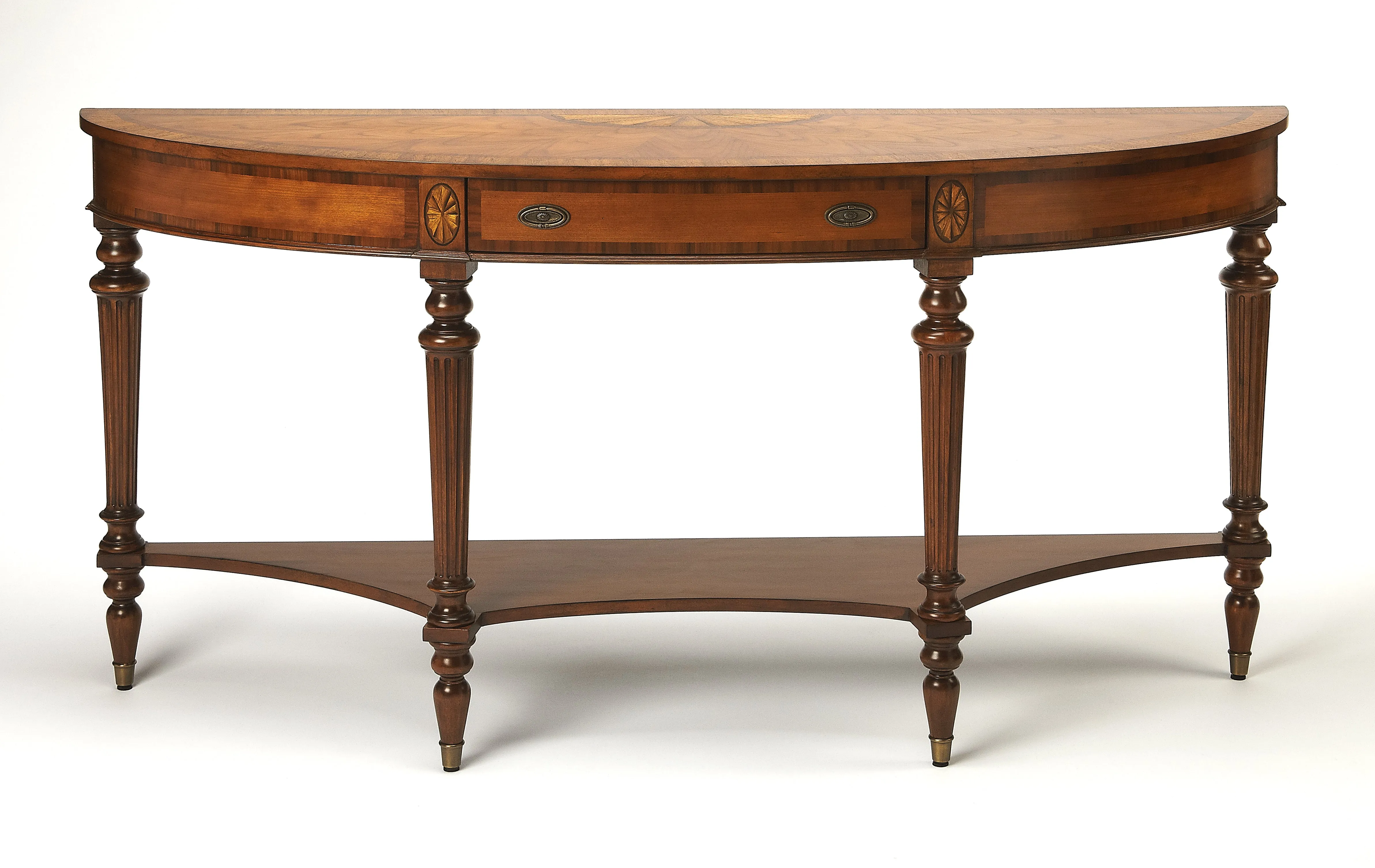 Latham Demilune Console Table in Medium Brown  1510090