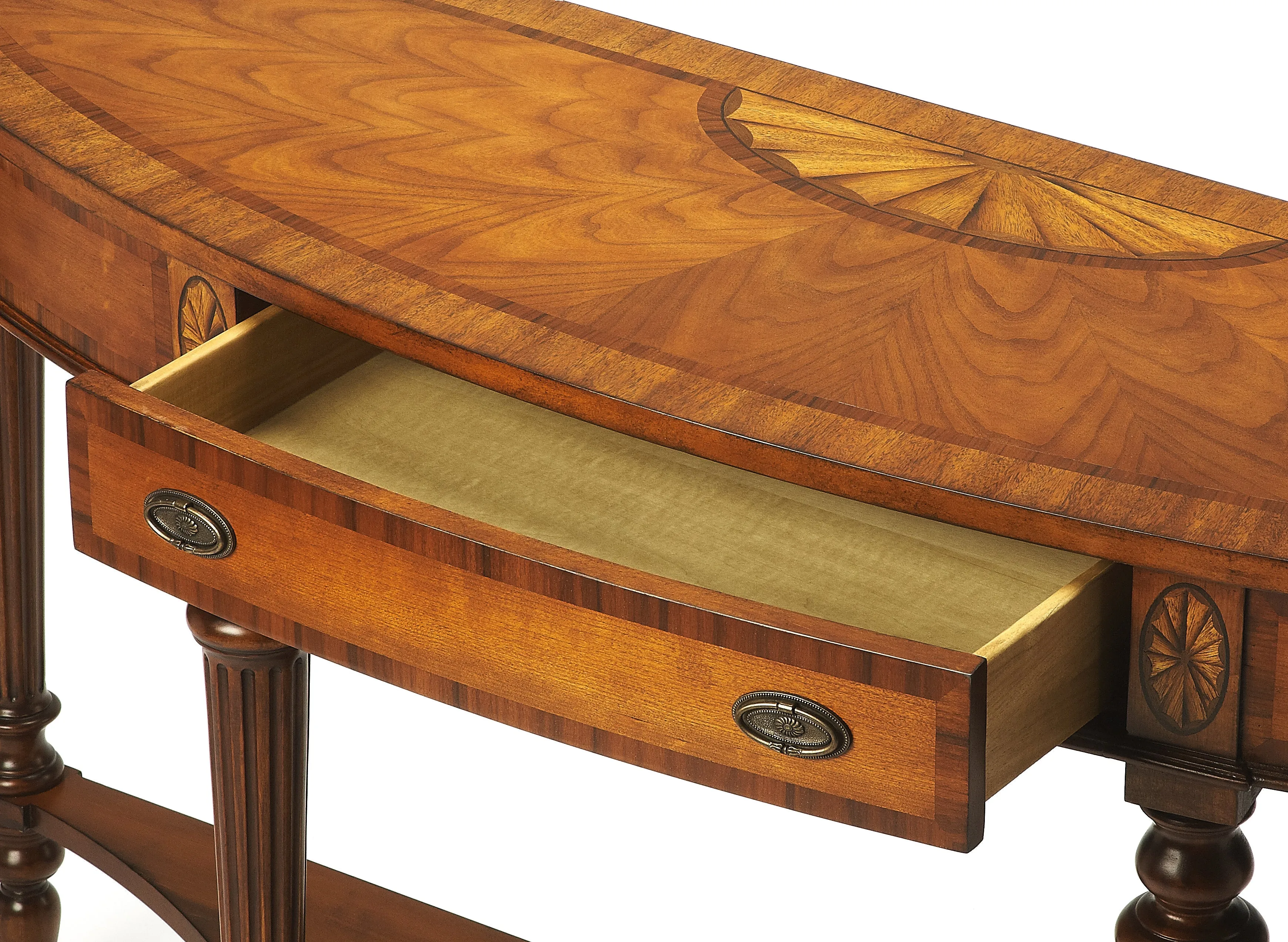 Latham Demilune Console Table in Medium Brown  1510090