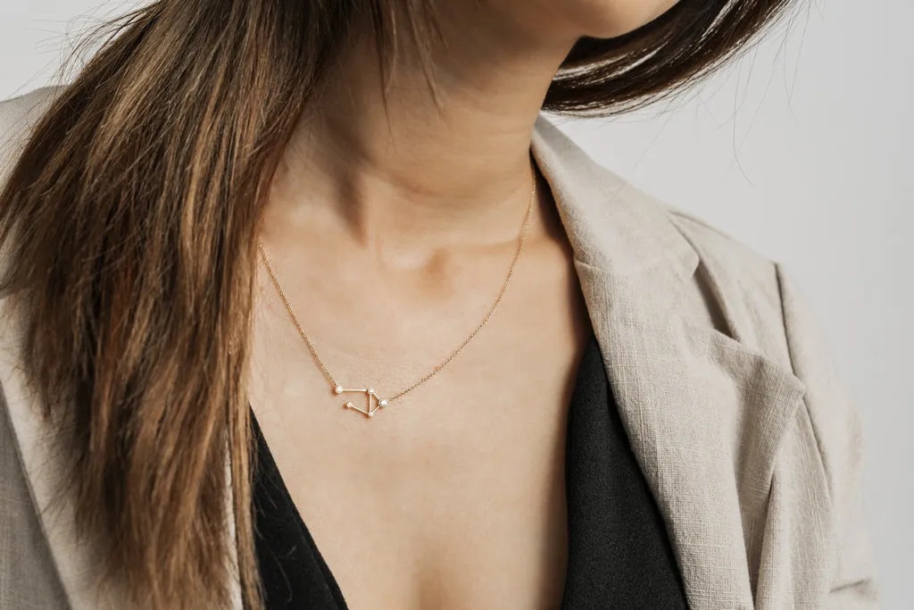 Libra Zodiac Constellation Necklace 18k Gold & Diamond