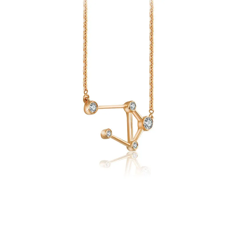 Libra Zodiac Constellation Necklace 18k Gold & Diamond