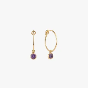 Little Amethyst Bezel Hoop Earrings