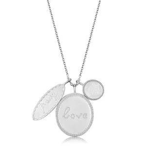 LO4693 - Rhodium Brushed Brass Necklace with Top Grade Crystal  in Light Amethyst