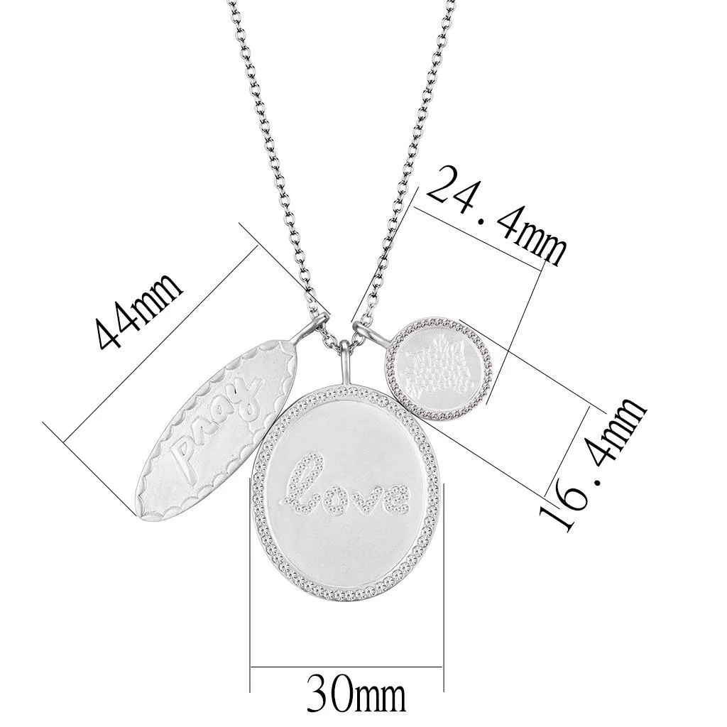 LO4693 - Rhodium Brushed Brass Necklace with Top Grade Crystal  in Light Amethyst