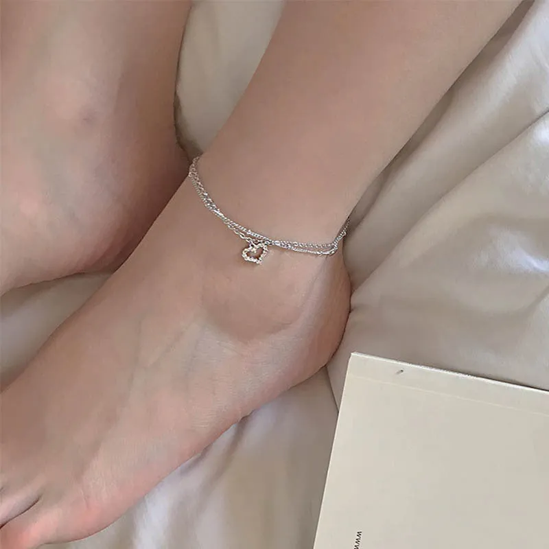 Love double layer niche design anklet