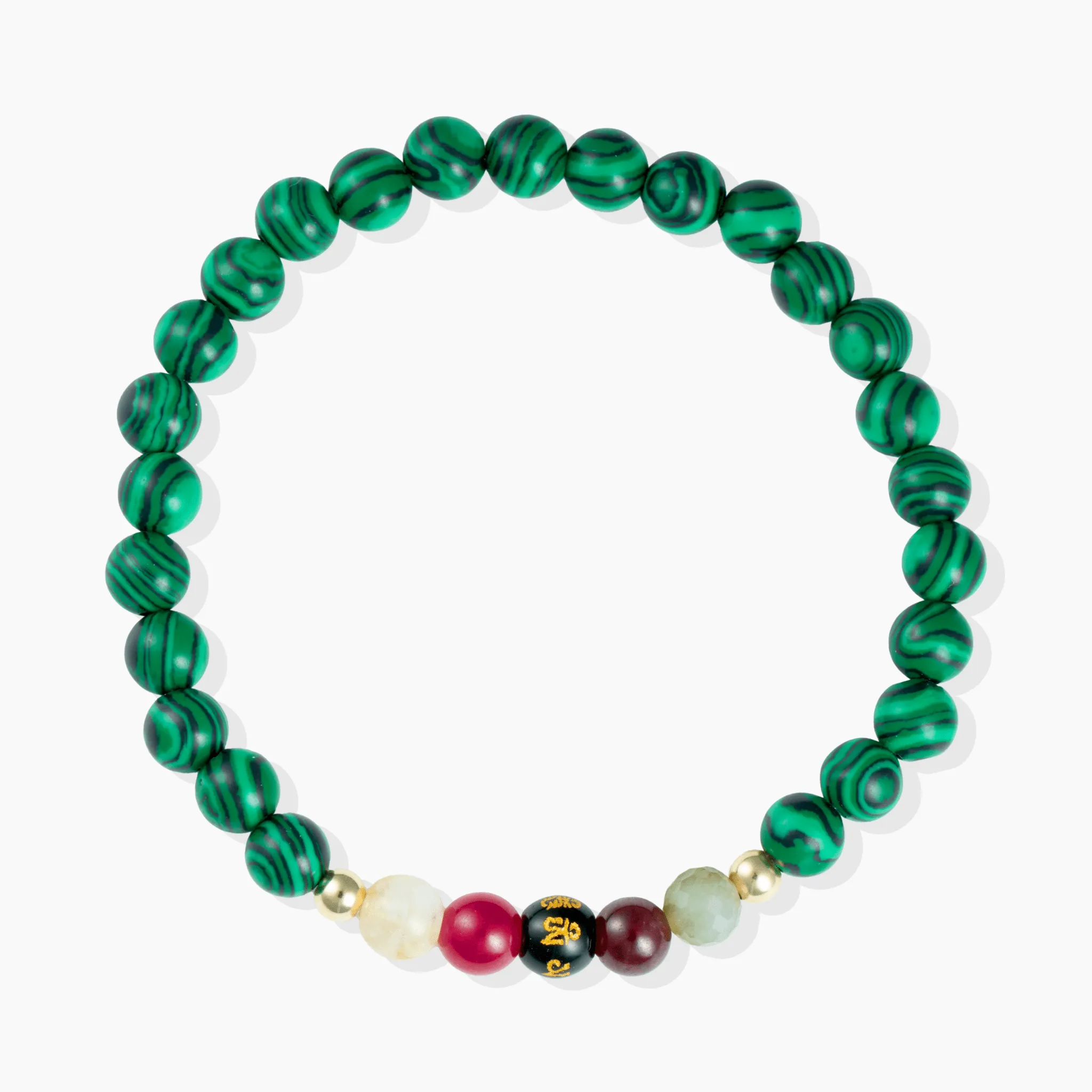 Malachite Mega Growth Lucky 7 Gemstone Bracelet With REAL Gold