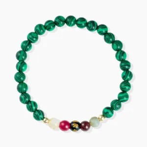 Malachite Mega Growth Lucky 7 Gemstone Bracelet With REAL Gold