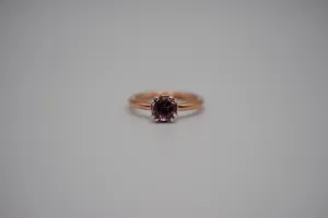 Malaia Garnet: Round Cut, Rose Gold Fill Band, Silver Double Prong Setting