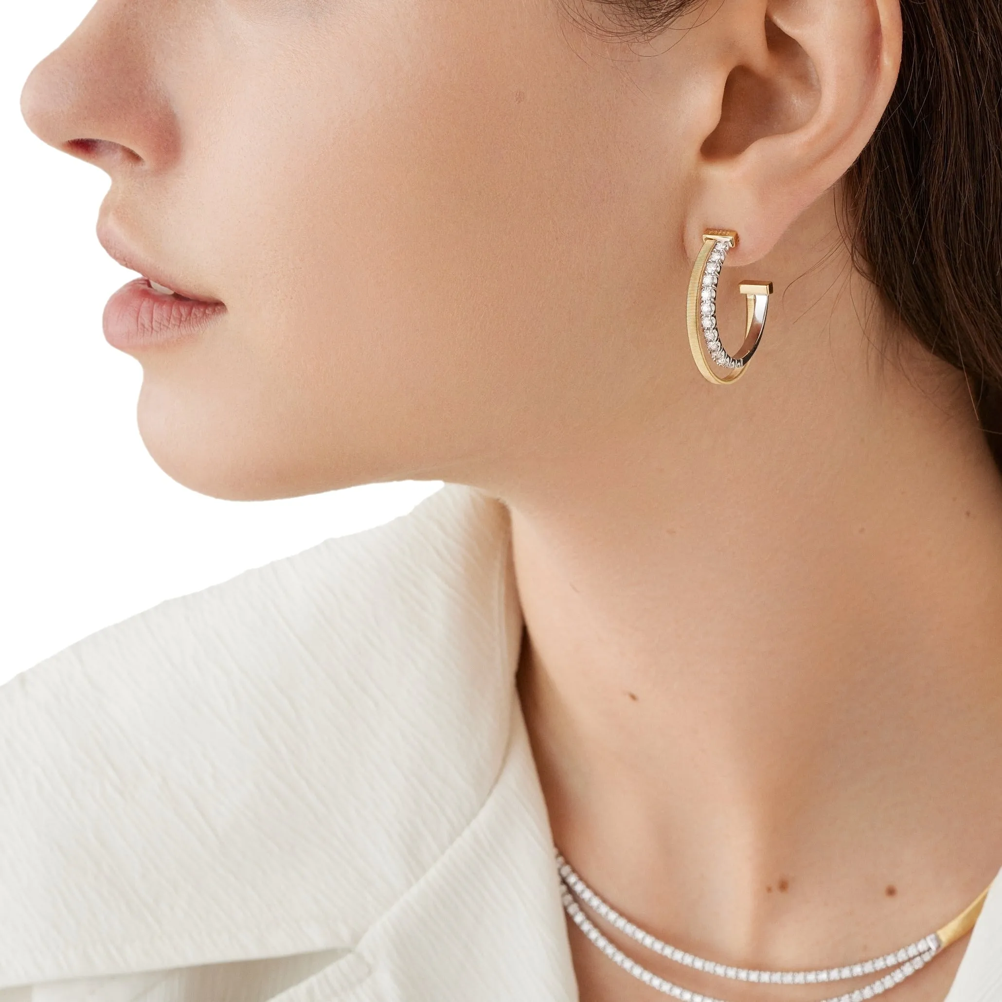 Masai Double Hoop Diamond Earrings
