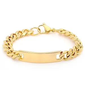 Men's 18kt Gold Plated Stainless Steel Cuban Chain Bracelet