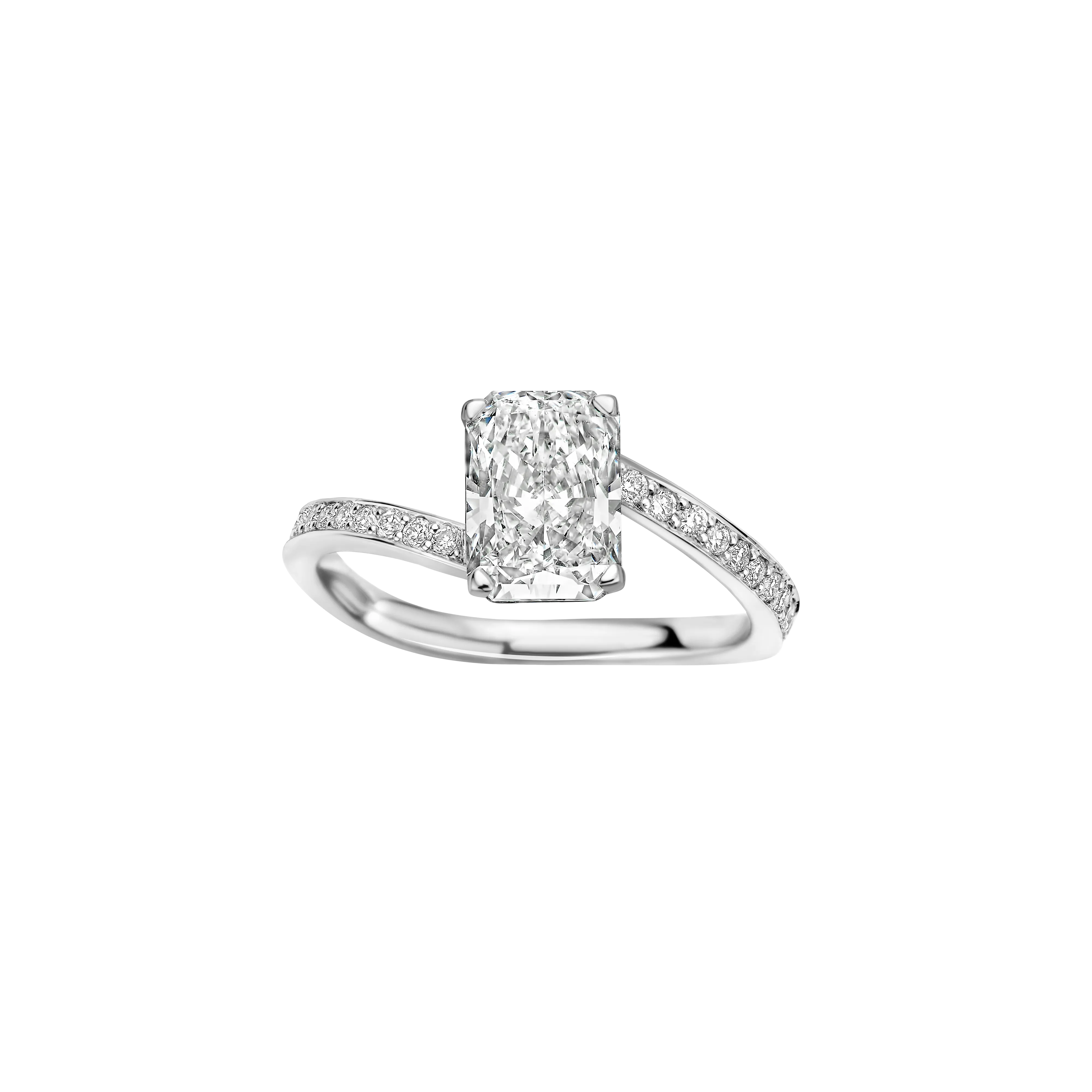 Michelle 3/4 Pave Ring 1.51ct Radiant White Gold