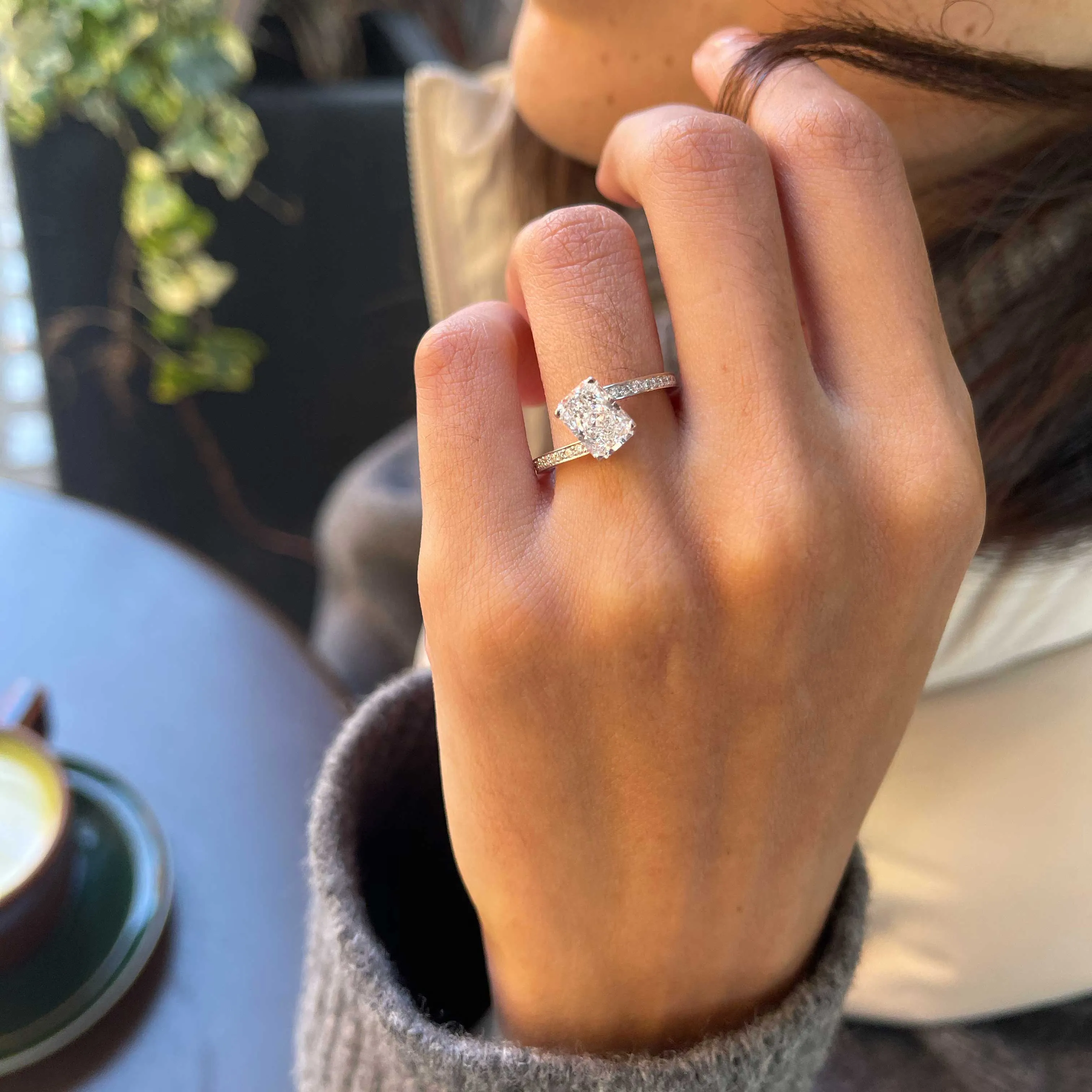 Michelle 3/4 Pave Ring 1.51ct Radiant White Gold