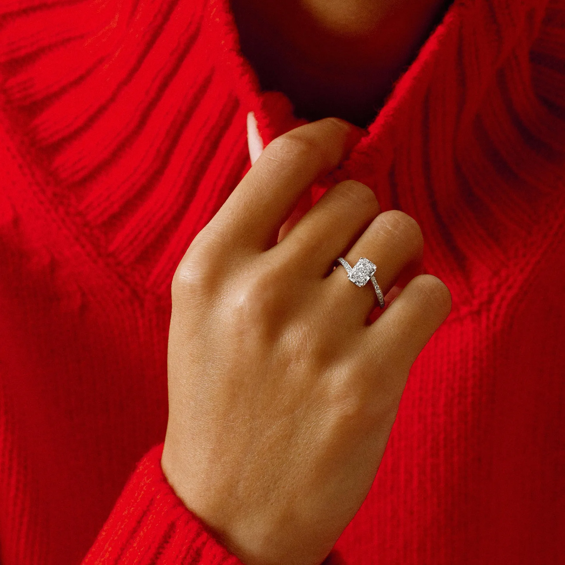 Michelle 3/4 Pave Ring 1.51ct Radiant White Gold
