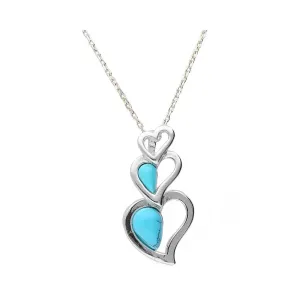 MILENA Pendant Necklace Silver and Turquoise Three Hearts