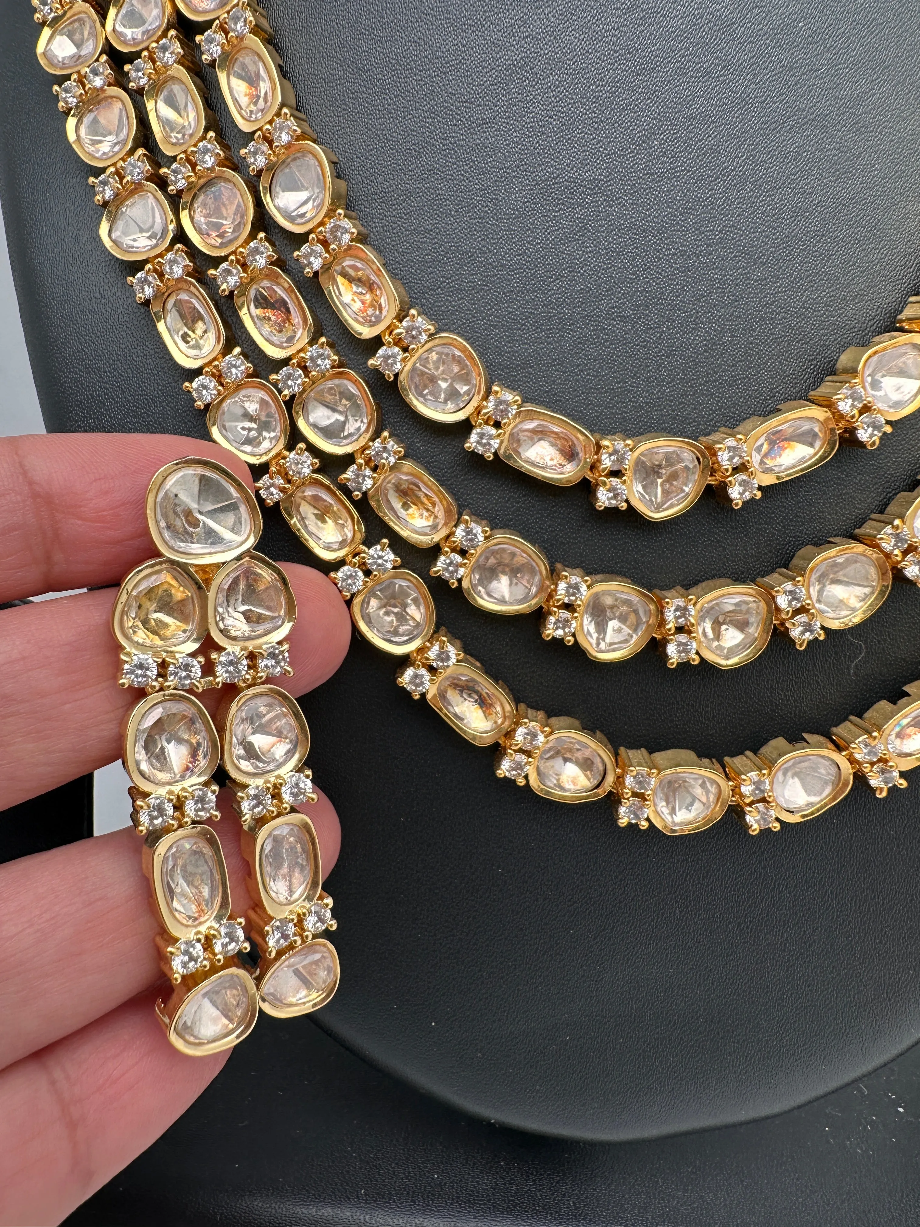 Moissanite AD Multi Layer Short Necklace