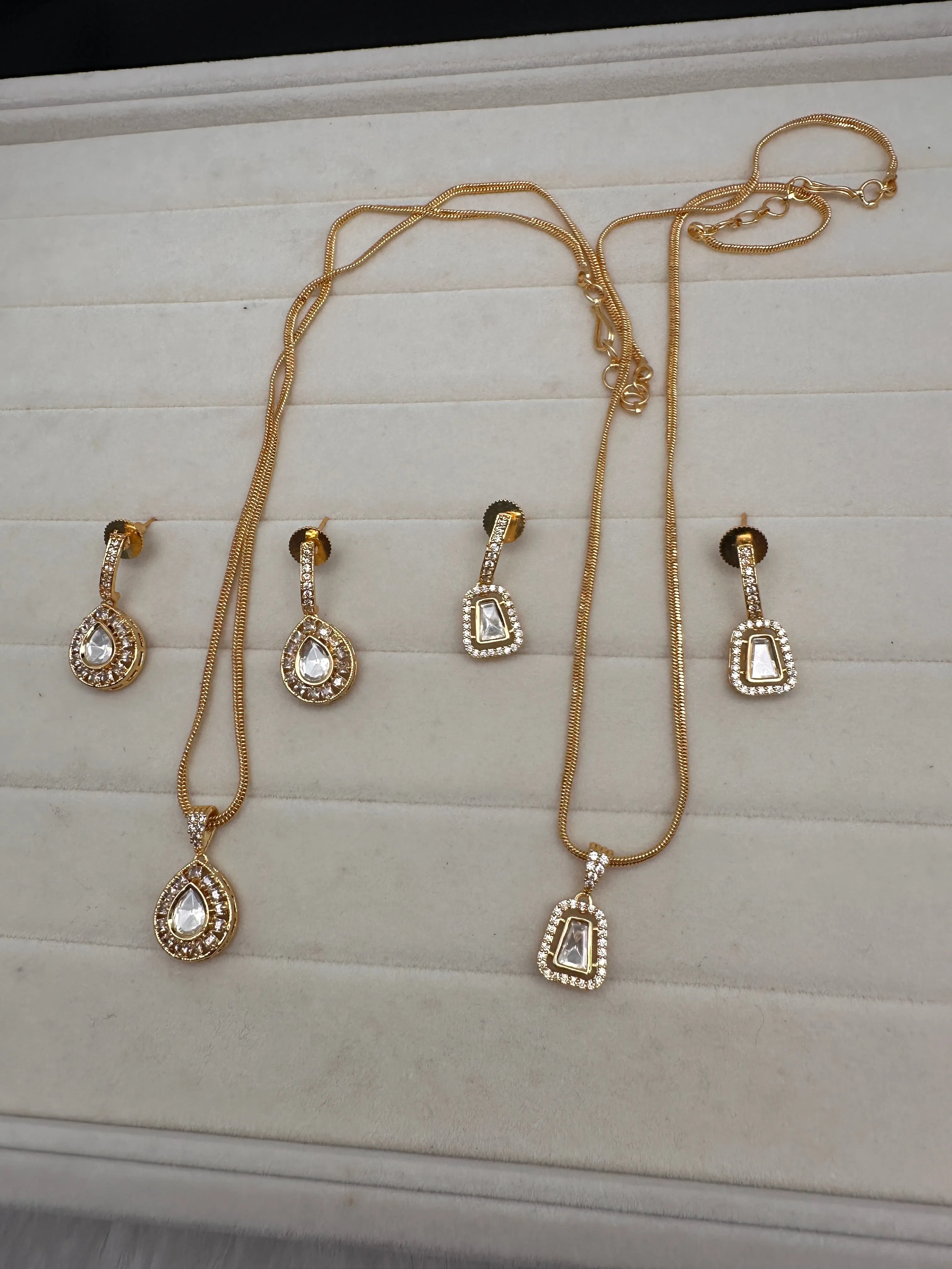 Moissanite AD Pendent Set Dainty Chain Necklace