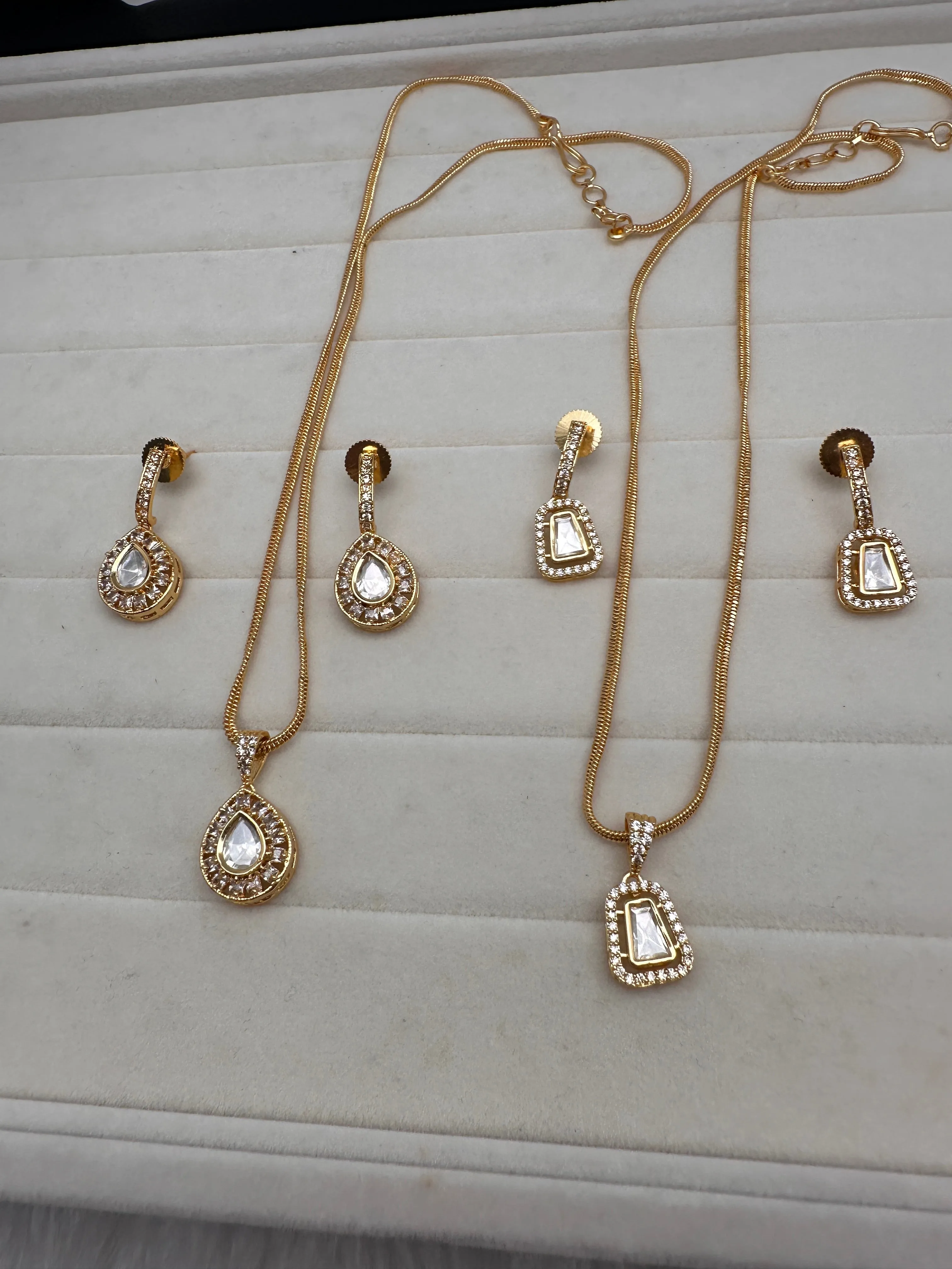 Moissanite AD Pendent Set Dainty Chain Necklace