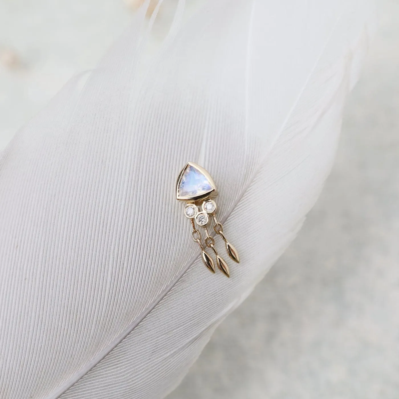 Moonstone & Diamonds Single Earring - SOLD AS A SINGLE
