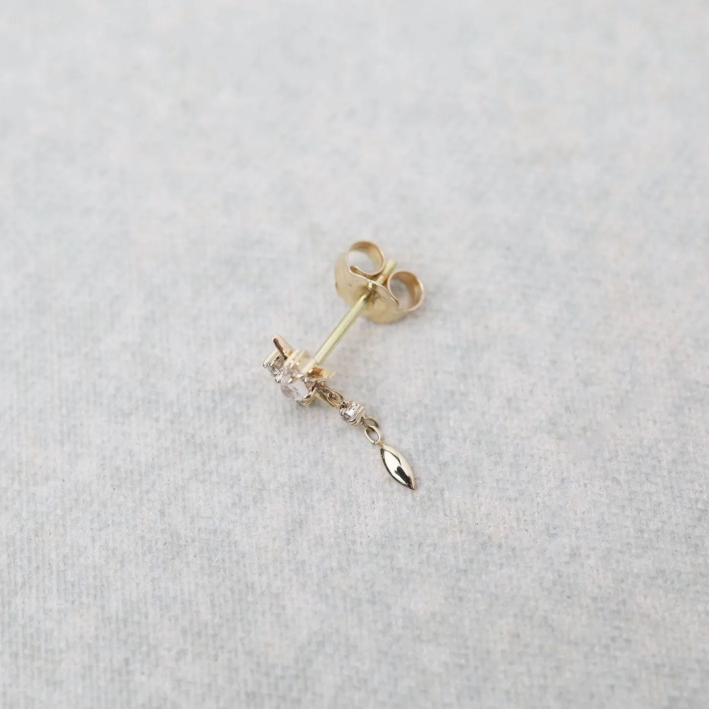Moonstone & Diamonds Starburst Single Earring - SOLD AS A SINGLE