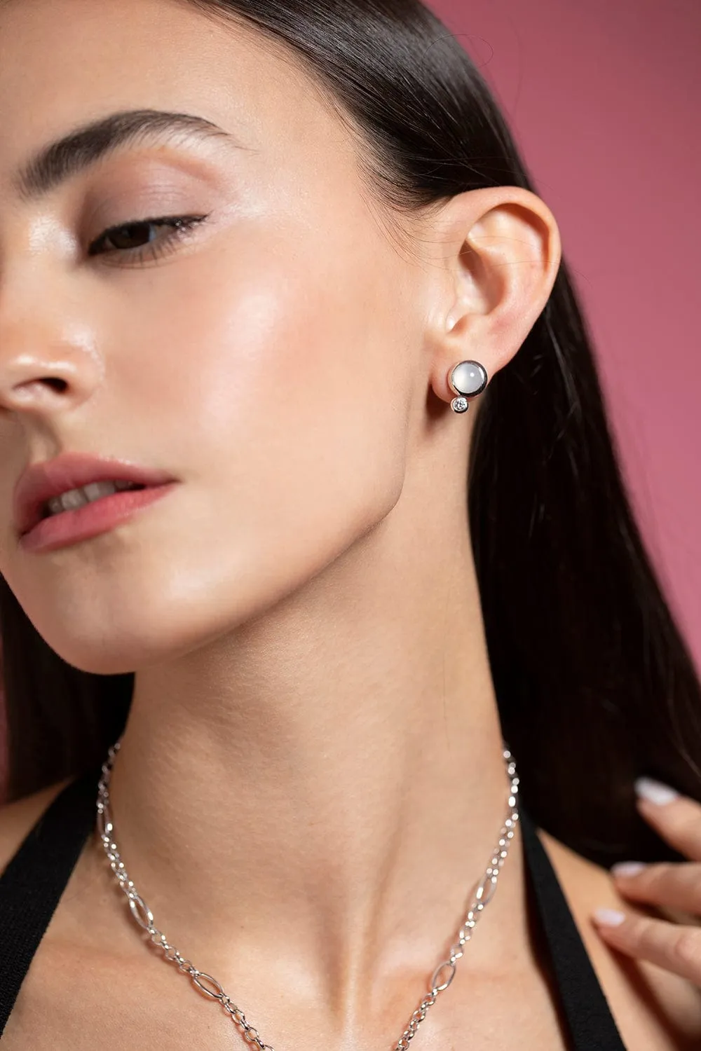 Moonstone Bouton Earrings
