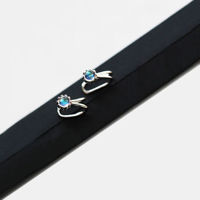 Moonstone Clip Earrings in Sterling Silver Handmade Jewelry Accessories for Women