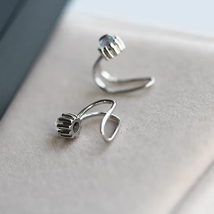 Moonstone Clip Earrings in Sterling Silver Handmade Jewelry Accessories for Women