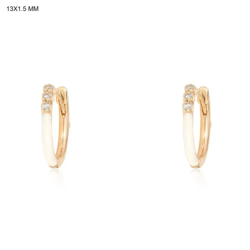 Moonstone Grace Diamond Huggies Earrings