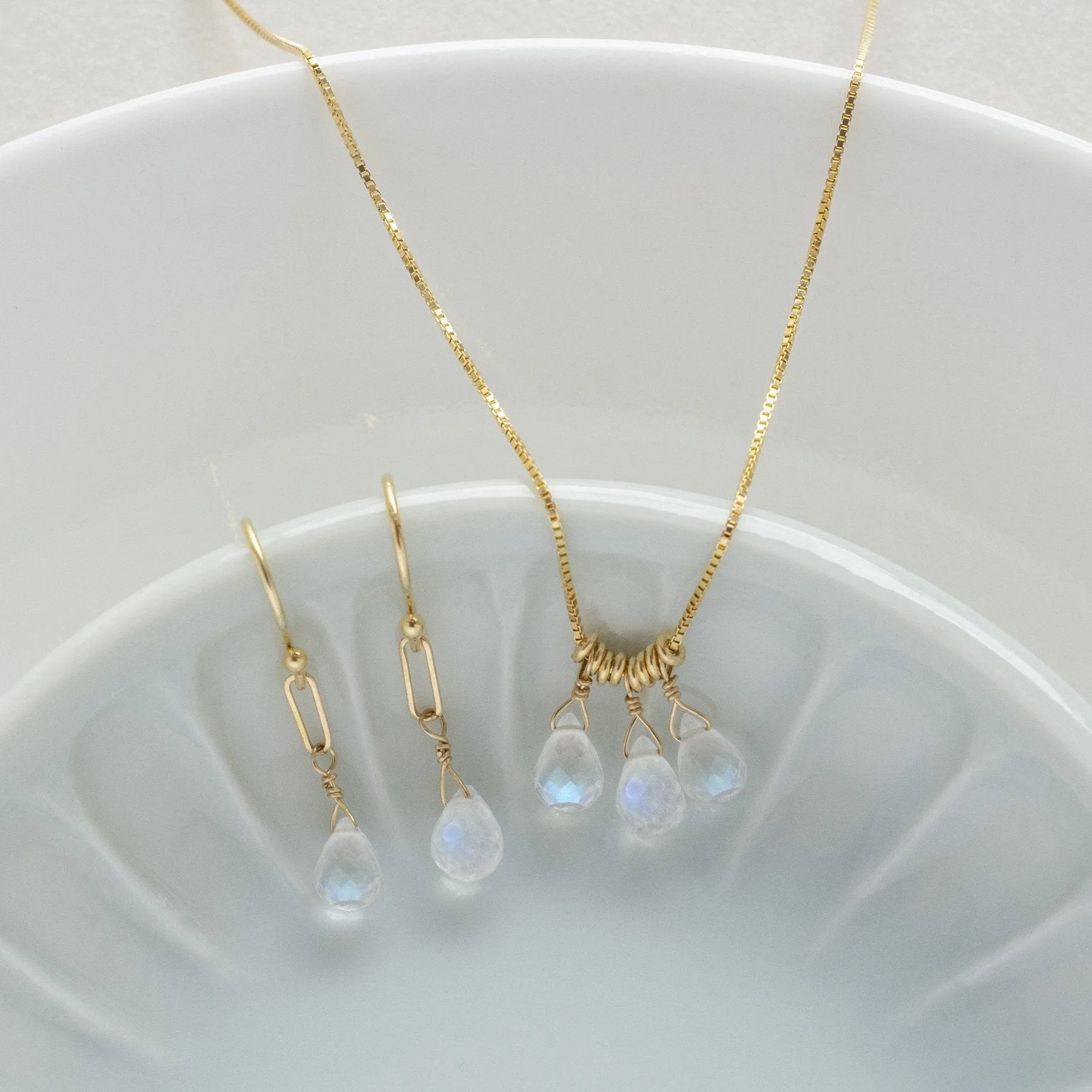 Moonstone Paper Clip Earrings