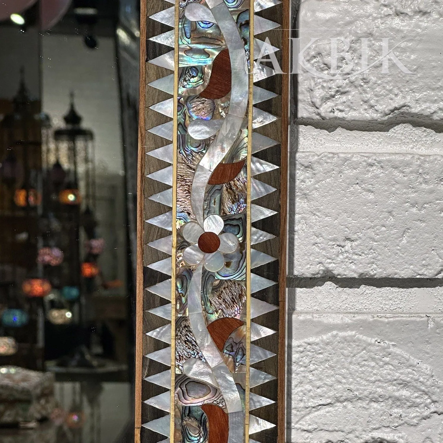 Mother of Pearl and Abalone Inlay Mirror: Late Evening Aura Design