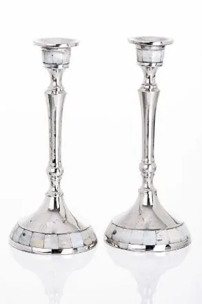 Mother of Pearl Candlesticks Large