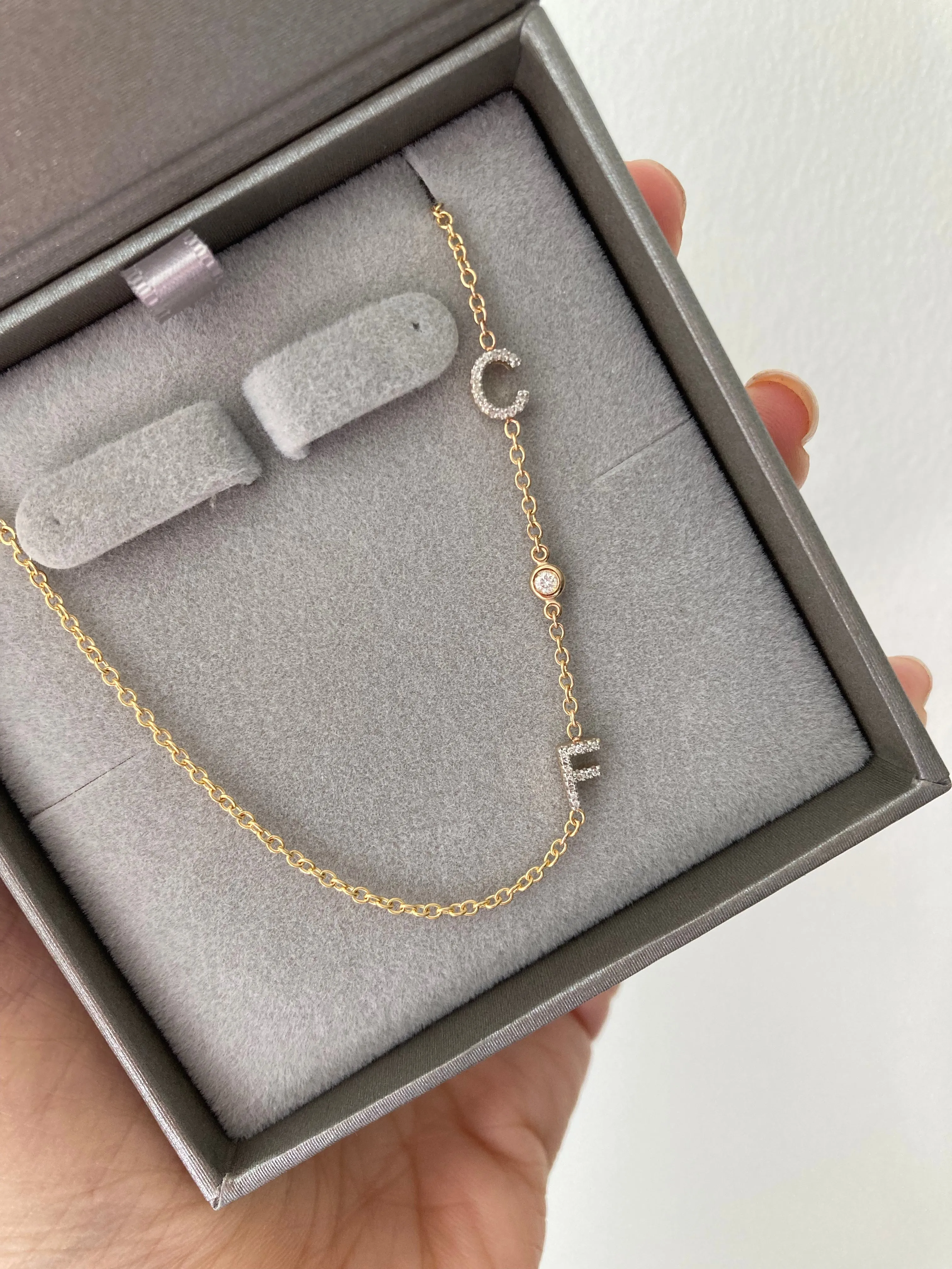 Multiple Diamond Initial Necklace