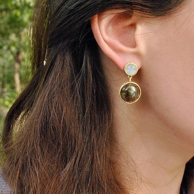 Mysterious Lake Round Dangle Earrings